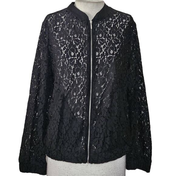 Black Lace Full Zip Jacket Size 1XL - Picture 1 of 5